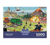 Scuola di Magia e Stregoneria - Traffico di Spazzole Puzzle in Legno Impermeabile DIY Puzzles Da 1000 Pezzi Regali Per Adulti Colorati Giochi Di Impegnativi