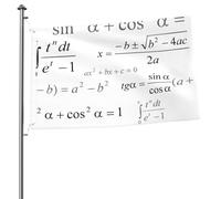 Scuola di matematica e geometria con lavagna per formule scientifiche, aste portabandiera da giardino personalizzate, bandiere da 90 cm x 60 cm con occhielli