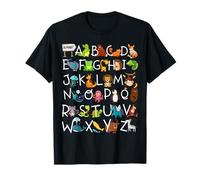 Scuola Materna Alfabeto Carino Animale ABC A-Z apprendimento Maglietta