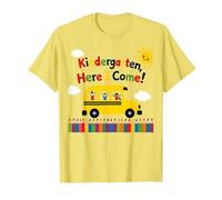 Scuola Materna Here I Come 1 ° Giorno Ragazzo Eccitazione Scuolabus Maglietta, Uomo, Limone, L