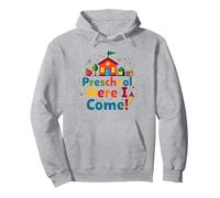 Scuola prescolare Here I Come! Scuola Colorata Avventura Felpa con Cappuccio, Unisex per Adulti, Grigio Melange, XXL