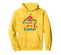 Scuola prescolare Here I Come! Scuola Colorata Avventura Felpa con Cappuccio, Unisex per Adulti, Limone, L