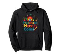 Scuola prescolare Here I Come! Scuola Colorata Avventura Felpa con Cappuccio, Unisex per Adulti, Nero, XXL