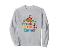 Scuola prescolare Here I Come! Scuola Colorata Avventura Felpa, Unisex per Adulti, Grigio Melange, M