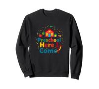 Scuola prescolare Here I Come! Scuola Colorata Avventura Felpa, Unisex per Adulti, Nero, S