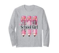 Scuola Ragazza Carino Girly Matite Archi Cuori Leopard Studente Maglia a Manica