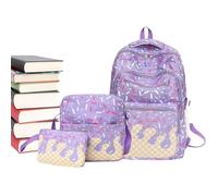 Scuola scuola scuola 3 pezzi carino modello ghiaccio zaino borsa, viola., Se référer au descriptif, Fare riferimento alla descrizione