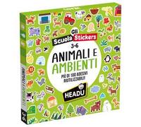 HEADU - Scuola Stickers Animali e Ambienti - Oltre 100 Adesivi Riutilizzabili | Schede Progressive con Gli Adesivi degli Animali, Gioco Educativo Bambini 3-6 Anni, Regalo Natale Pasqua Compleanno