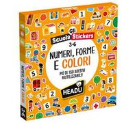 HEADU - Scuola Stickers Numeri Forme e Colori - Oltre 150 Adesivi Riutilizzabili | Impara Numeri Forme e Colori con gli Stickers Stacca-Attacca, Giochi Educativi Bambini 3-6 Anni, Regalo Natale Pasqua