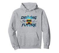 Scuolabus Driver Driving The Future Inspirational Citazione Felpa con Cappuccio, Unisex per Adulti, Grigio Melange, S
