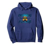 Scuolabus Driver Driving The Future Inspirational Citazione Felpa con Cappuccio, Unisex per Adulti, Navy, XXL