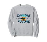 Scuolabus Driver Driving The Future Inspirational Citazione Felpa, Unisex per Adulti, Grigio Melange, L