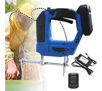 Scuotitore per api portatile senza spazzole, macchina elettrica per scuotimento del telaio dell'arnia, bloccaggio rapido del telaio del nido con un pulsante, con batteria di ricambio e scatola Blue