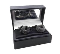 Scuro Grigio Nero Nodo da Uomo Regalo di Nozze Gemelli IN Un Personalizzato Box