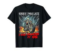 Scusa I Was Late I Was Cranking My Hog Funny Biker Skeleton Maglietta