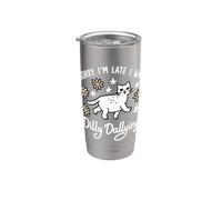 Scusa il ritardo, ero Dilly Dallying Cat, scherzo divertente, sarcasmo Bicchiere termico in acciaio inox doppia parete
