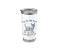 Scusate il ritardo, ero Dilly Dallying Kitty Cat Kitten Bicchiere termico in acciaio inox doppia parete