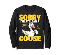 Scusate Il Ritardo Ho Visto un'oca Divertente Umorismo da Oca Maglia a Manica