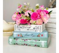 Scuyari Piccola fioriera decorativa a forma di libro, vaso in ceramica per fiori, graziosa libreria, decorazione per casa, camera da letto, ufficio, titoli classici unici, idea regalo per gli amanti