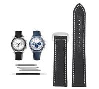 SCWZZWSY 19mm 20mm Tela Nylon Cinturini Per Omega 300 AT150 Omega Slubby 310.32 Series Nylon Strap, 19mm