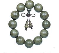 SCWZZWSY Bracciale perle, perle di preghiera Bracciale, braccialetto in legno tibetano buddisti perline fatte a mano preghiera Mala elastica con ciondolo zucca macrame unica texture