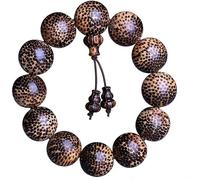 SCWZZWSY Bracciale perle, perle di preghiera Bracciale, braccialetto in legno tibetano buddisti perline fatte a mano preghiera Mala elastica con ciondolo zucca macrame unica texture