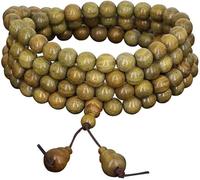 SCWZZWSY Bracciale perle, perle di preghiera Bracciale, Sandalo verde Collana bracciale in perline multi-cerchio 108 Buddha Rosario unisex per meditazione di preghiera Mala