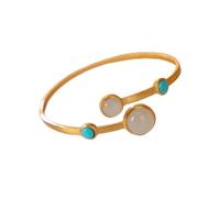 SCWZZWSY Bracciale S925 Silver Gold Placted Giade Turquoise Bracciale Open Ladies Bracciale Bracciale Bracciale in argento Gioielli