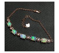SCWZZWSY Braccialetti per donna braccialetto di pietre preziose opali in gioielli in pietra pregiata d'argento Multi 19cm