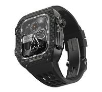 SCWZZWSY Cinta di cassa in fibra di carbonio per serie 44/45mm, kit di modifica della cintura in gomma compatibile con iwatch 8 7 6 5 4 4 Serie Serie Modifica di aggiornamento