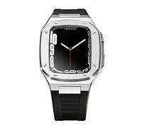 SCWZZWSY Cinturino di lusso in metallo + custodia per kit mod cinturino 41mm 44 mm 45mm Kit di modifica set di gomma iWatch serie 7 6 SE 5 4 Correa