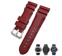 SCWZZWSY Cinturino in gomma naturale da 26mm 24mm adatto per Panerai PAM cinturino per orologio in silicone rosso blu impermeabile strumenti per braccialetti