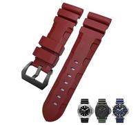 SCWZZWSY Cinturino in gomma naturale da 26mm 24mm adatto per Panerai PAM cinturino per orologio in silicone rosso blu impermeabile strumenti per braccialetti