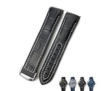 SCWZZWSY Cinturino in pelle bovina da 20 mm e 22 mm, adatto per Omega Planet Ocean 600 GMT arancione, 22mmBlack buckle, A