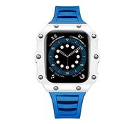 SCWZZWSY Custodia in fibra di carbonio per modifica del cinturino 7 45 mm 44 mm 41 mm lunetta in ceramica kit cinturino in gomma mod per IWatch Serie 6 SE 5, 45MM