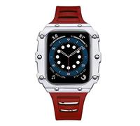 SCWZZWSY Custodia in fibra di carbonio per modifica della banda 7 45 mm 44 mm 41 mm Kit MOD in gomma in gomma in ceramica per IWatch Series 6 SE 5