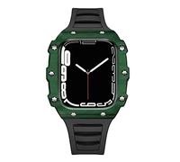 SCWZZWSY Custodia in fibra di carbonio per modifica della banda 7 45 mm 44 mm 41 mm Kit MOD in gomma in gomma in ceramica per IWatch Series 6 SE 5