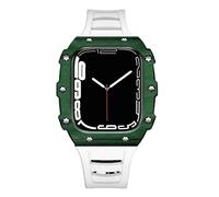 SCWZZWSY Custodia in fibra di carbonio per modifica della banda 7 45 mm 44 mm 41 mm Kit MOD in gomma in gomma in ceramica per IWatch Series 6 SE 5