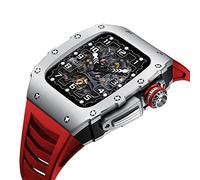 SCWZZWSY Custodia in lega di alluminio per cinturino in gomma fluorurata 8 7 45MM per serie Iwatch 7 6 5 4 SE 44MM Accessori di modifica