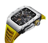 SCWZZWSY Custodia in lega di alluminio per cinturino in gomma fluorurata 8 7 45MM per serie Iwatch 7 6 5 4 SE 44MM Accessori di modifica