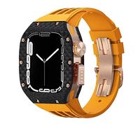 SCWZZWSY Kit di modifica di lusso Per 8 7 45 MM Band & Case, Per iWatch Serie 6 SE 5 4 44 MM in fibra di carbonio Caso Cinturino in Gomma Mod Kit Cinturini, 44MM