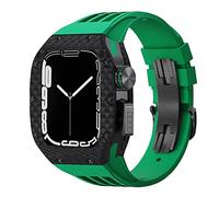 SCWZZWSY Kit di modifica di lusso Per 8 7 45 MM Band & Case, Per iWatch Serie 6 SE 5 4 44 MM in fibra di carbonio Caso Cinturino in Gomma Mod Kit Cinturini, 44MM