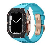 SCWZZWSY Kit di modifica di lusso per cinturino e custodia 8 7 45MM, per iWatch serie 6 SE 5 4 44MM custodia in fibra di carbonio cinturino in gomma kit mod cinturini