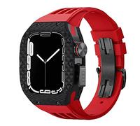 SCWZZWSY Kit mod orologio di lusso da 44 mm 45 mm, per cinturino serie 8 7 6 5 4 SE, cassa per orologio in fibra di carbonio e titanio, cinturino in viton, per kit di modifica iWatch