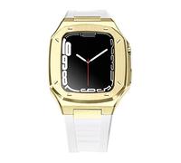 SCWZZWSY Metallo di Lusso cinturino+Custodia per Band Mod Kit 41mm 44mm 45mm Modifica Kit Gomma set iWatch Serie 7 6 SE 5 4 Correa, 41mm