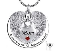 SCWZZWSY Non più al Mio Fianco, ma per Sempre nella mia Collana per Pendenti per la Crema di cremazione in Acciaio Inossidabile per Il Mio Cuore per Cenere -Mom