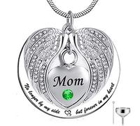 SCWZZWSY Non più al Mio Fianco, ma per Sempre nella mia Collana per Pendenti per la Crema di cremazione in Acciaio Inossidabile per Il Mio Cuore per Cenere -Mom
