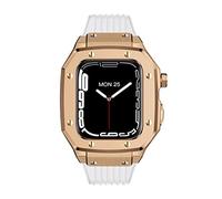SCWZZWSY Per Band Serie 7 Donna Cassa Della Vigilanza Della Lega 44mm 42mm 45mm di Lusso Metallo Gomma In Acciaio Inox Accessori Per IWatch Serie 7 6 5 4 SE Cover, 42mm
