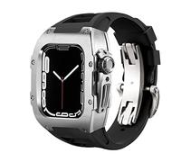 SCWZZWSY Per Band Serie 8 7 44MM 45mm Kit di Modifica di Lusso Set Cinturino in Gomma Cassa del Metallo per IWatch SE 6 5 4 Kit Retrofit Fai da te, 44MM