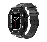 SCWZZWSY Per iWatch Serie 7 6 5 4 SE Kit Mod di Modifica per Custodia a Fascia 44mm 45mm 42mm per cinturino in Silicone + cassa dell'orologio in acciaio inossidabile